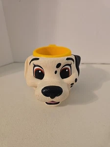 VTG Disney's 101 DALMATIANS Yellow Puppy Dog Face Cup Plastic Handled Mug - Picture 1 of 7