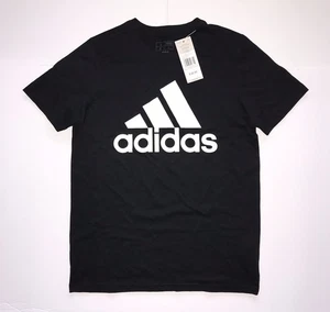 ADIDAS T-Shirt Boys Large 12/14 Black Logo Spellout Regular Fit Short Sleeve Tee - Picture 1 of 12