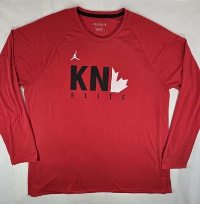 Air Jordan KN Elite Long Sleeve T-Shirt Men's Size 2XL Red EYBL - Image 1 of 4