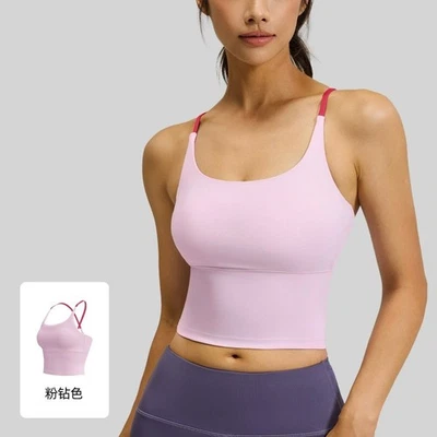 Women's Sports Bra Solid Color, Wire-free Padded Mesh For Yoga Running - Image 1 of 4