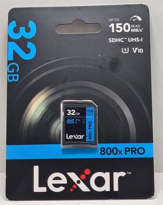 Lexar 32GB SD Card Class 10 UHS-I SDHC 800X Pro Card Camera DSLR BLUE 150MBs - Image 1 of 4