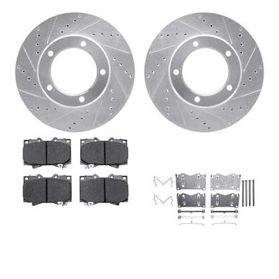 For Toyota Land Cruiser 98-07 Drilled & Slotted Front Brake Kit w 5000 Pads - Image 1 of 3