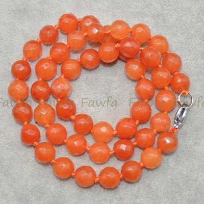 Collar de cuentas de piedras preciosas redondas de topacio naranja natural facetado de 8 mm 14-48" Foto 1 de 4