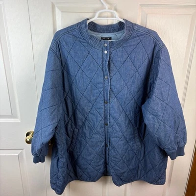 Women's Torrid Chambray Quilted Button Front Coat Blue Size 5X - Image 1 of 3