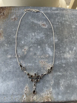 Nicky Butler 925 Sterling Silver Necklace w/ brown gemstones flower design - Image 1 of 4