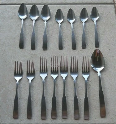 15 Pieces Wm. Rogers & Son Boston Common Stainless Flatware Spoons Forks Plain — 第 1/4 张图片