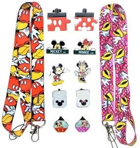 Mickey und Minnie Paare Schlüsselband Set mit 10 Disney Park Trading Pins Brandneu - Bild 1 von 4