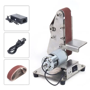 Electric Belt Grinder Vertical Belt Sander Polishing Grind Machine Dual Bearing - Picture 1 of 11