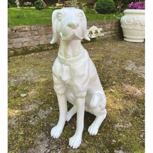 Casa Padrino Decoración Bronce Escultura Perro Blanco H. 70 cm - Decoración Jardín - Imagen 1 de 5
