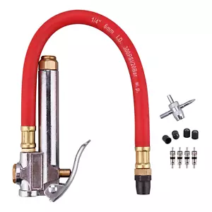Dial Tire Inflator Gauge Flexible Hose 220 PSI Pistol Style Air Chuck Pneumatic - Picture 1 of 6