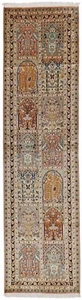 Alfombra de seda de cachemira 298x79 cm anudada a mano alfombra oriental nueva - Imagen 1 de 10