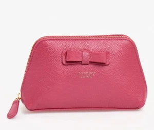 OSPREY London - Fuchsia Bow Bella Make-Up Bag, SMALL, Genuine Leather, BNWT - Picture 1 of 3