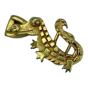 Vintage Mimi Di N 1980 Gold Tone Alligator Crocodile Belt Buckle 1.5” Signed - Picture 1 of 5