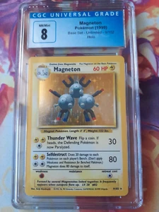 Pokemon Magneton 9/102 Base Set Holo Rare 1999 Unlimited WOTC CGC 8 NM/Mint - Picture 1 of 2