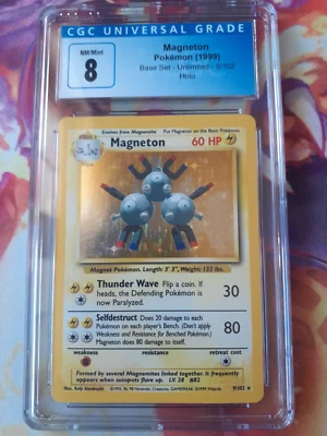Pokemon Magneton 9/102  Base Set Holo Rare 1999 Unlimited WOTC CGC 8 NM/Mint - Image 1 of 2