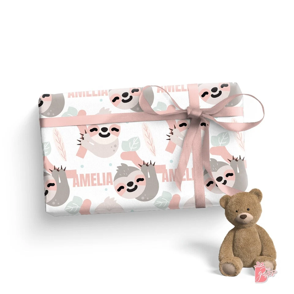 Rolo de papel de embrulho personalizado para presente 24 polegadas com nome pendurado preguiça embrulho para presente - Imagem 1 de 4