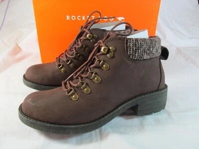 NUEVO EN CAJA BOTINES MUJER ROCKET DOG MARRÓN CON CORDONES GORRA DE TREN TELA KINGSTON 6 M Foto 1 de 4