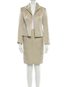 $796 NWT Lafayette 148 NY Size 10 12 12P Skirt Suit Champagne Wedding Guest MOTB
