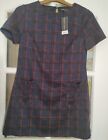 Dorothy Perkins Navy Red Checked Shift Tunic Top Dress Size 10 - New With Tags