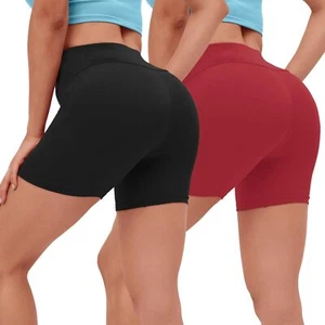 2Packs 5" High Waist Yoga Shorts for Women's Tummy Control Fitness Athletic W... - Picture 1 of 7
