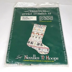 Needles ‘N Hoops Christmas Cross Stitch Sampler No. 388 Personalized Stocking - Picture 1 of 4