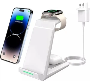 Zasilana sieciowo bezprzewodowa ładowarka 3 w 1 15W Stacja szybkiego ładowania do produktów iOS - Zdjęcie 1 z 7