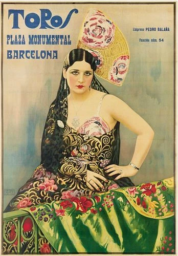 Vintage Barcelona Toros Plaza Monumental Bull Ring Tourism Poster Print A3/A4 - Image 1 of 1