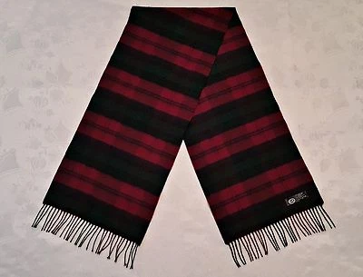 CACHECOL MASCULINO VINTAGE C&A XADREZ&CHECK VERDE BORGONHA CASHMERE BLEND LONGO FRANJA - Imagem 1 de 3