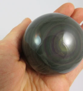 Regenbogenobsidian Kugel, bunt schimmernde Kristallkugel - Bild 1 von 5