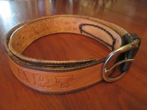 Vintage Justin Western Leather Belt Size 38 "ART" Top Grain Cowhide Made in USA - Picture 1 of 14