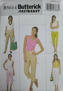 Butterick 5614 Pattern Uncut Fast & Easy Size AA 6 8 10 12 Tapered Pants Capris - Picture 1 of 4