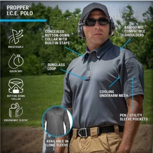 Propper Ice Polo I.C.E Mens Tactical Police, Fire, EMS NWT, Quick Dry 3 Button - Picture 1 of 19
