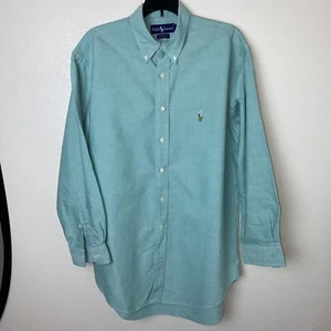 Ralph Lauren Mens button down Solid shirt long sleeve 16.5 Green Yarmouth - Picture 1 of 9