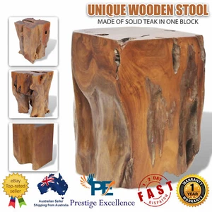 Wooden Stool Solid Teak Brown Footrest Side Table Chair Rustic 30x30x40cm Brown - Picture 1 of 9