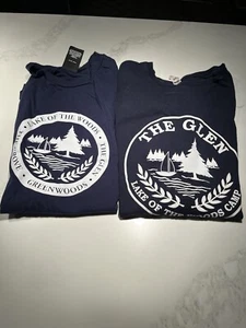Two Girls navy lake of the woods/the glen overnight camp tshirts. Size small.    - Picture 1 of 6