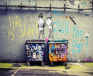 life short boys bins duck art print authentic street large andy baker painting - Picture 1 of 8