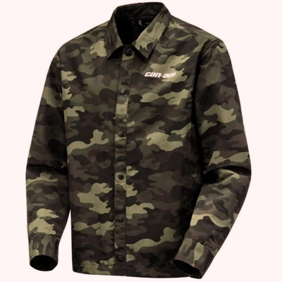 BRP CAN-AM 4545470437 COACHES Jacket Camo Overshirt Camouflage Shacket Snap L - Image 1 of 4