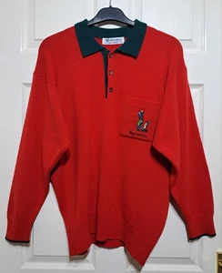 Jersey de golf Burberrys vintage para hombre M P2P 23" lana de cordero hecho en Inglaterra rojo - Imagen 1 de 21