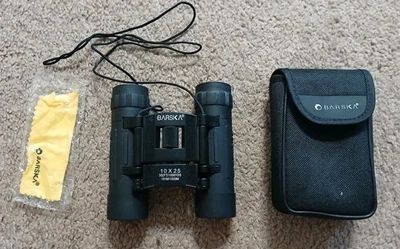 Aithentic BARSKA Lucid View 10x25 Compact Binoculars W/ Cleaning Towel & Case  - Image 1 of 4