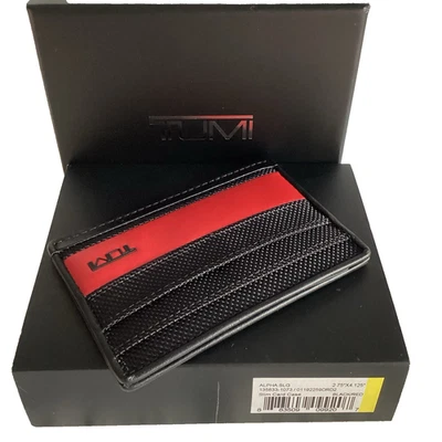 Nuevo estuche delgado para tarjetas TUMI Alpha SLG negro/rojo Foto 1 de 4