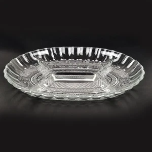 Vintage Premiere 4 Compartment Relish Dish Oblong Clear Glass Platter Appetizers - Picture 1 of 8