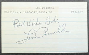 Lou Possehl - 1946 Debut Autographed Index Card- Deceased 1997 - Picture 1 of 1