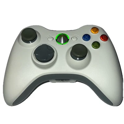 Microsoft Xbox 360 Controller OEM White Wireless Tested Cleaned Works! - Image 1 of 4