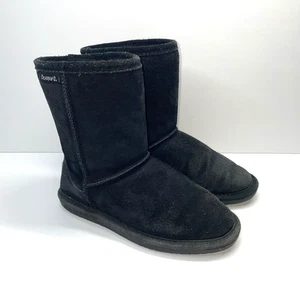 BEARPAW Boots Emma Youth Shearling Winter Snow Boot Black Suede Size 2 - Picture 1 of 8