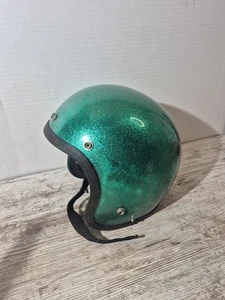 Oldtimer Motorrad Helm Norcon TW-1 grün Metallflocke metallic Motorrad 70er - Bild 1 von 6