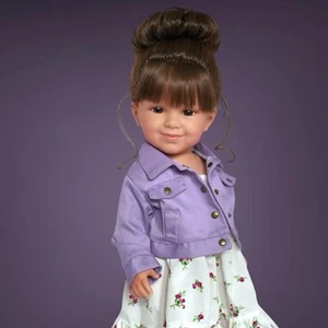 Muñeca Kennedy Smiles con pelo castaño y ojos marrones - Vestido lavanda, chaqueta vaquera - Imagen 1 de 4