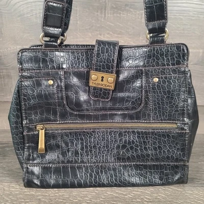 Tyler Rodan Shoulder Bag Purse New Castle Antique Brass Hardware Faux Alligator - Image 1 of 4
