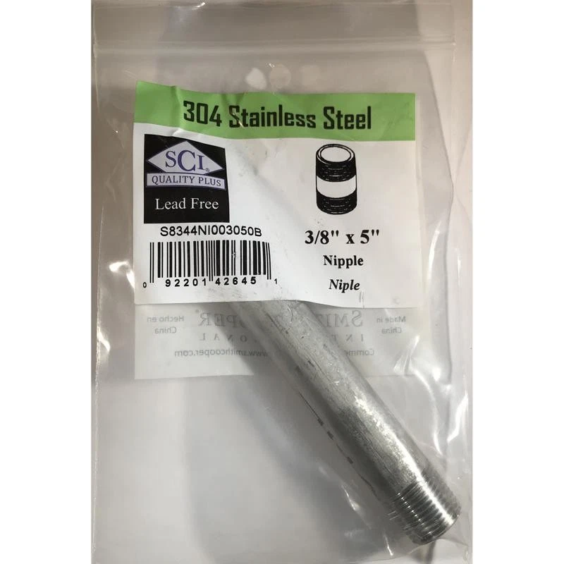 Anvil 3/8 in. MPT X 3/8 in. D MPT Black Stainless Steel 5 in. L Nipple - Image 1 of 1