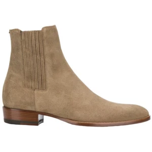 Runway British Men Pointy Toe Ankle Chelsea Boots Real Suede Leather Heel Formal - Picture 1 of 11