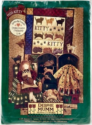 NUEVO 1998 Debbie Mumm Patrón de Costura Miss Kitty Pared Edredón Muñeca Animales De Colección 16359 Foto 1 de 2